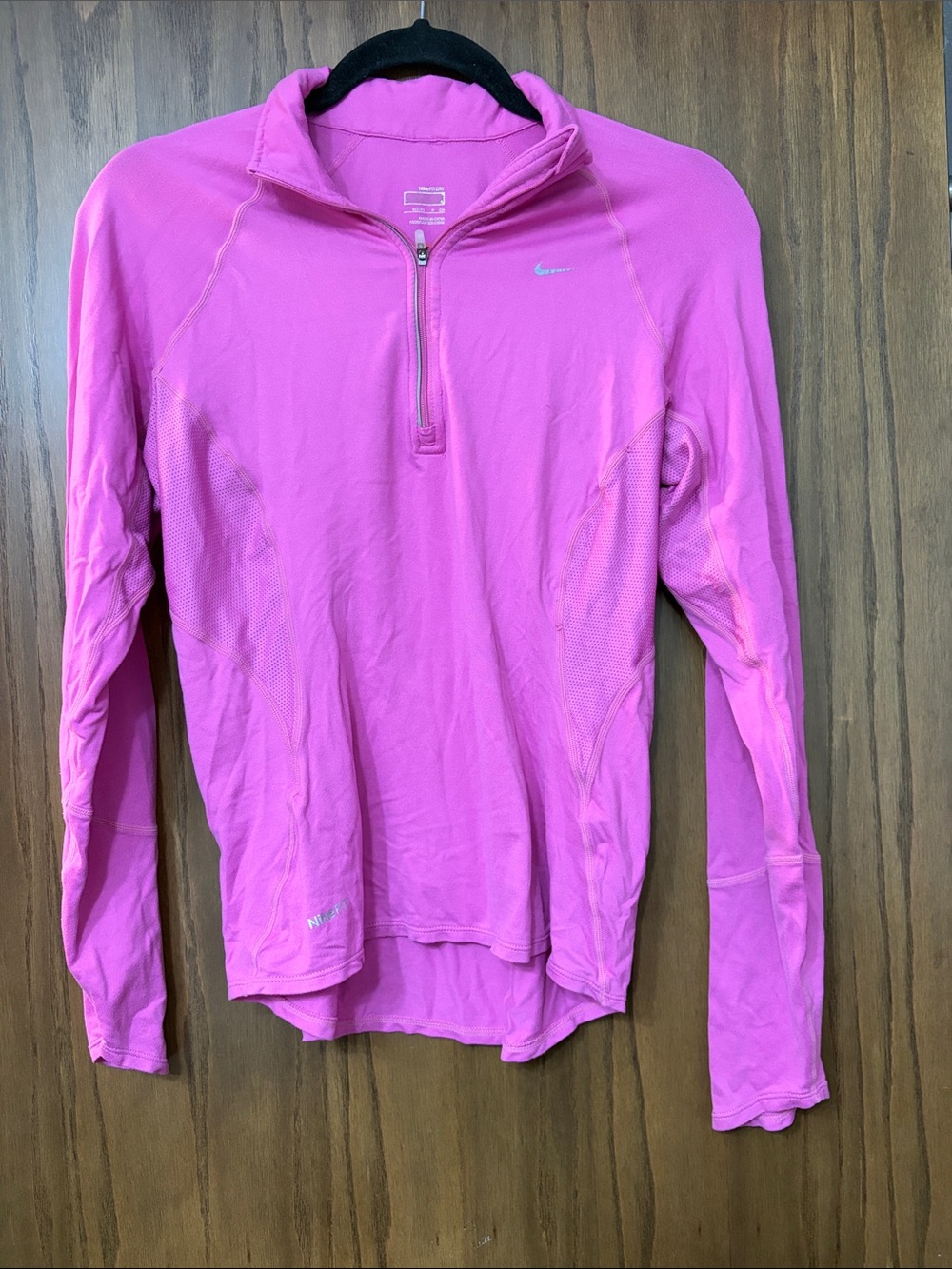 Nike Women's Hot Pink Quarter-Zip Long Sleeve Top